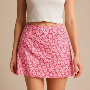 GAP Y2K Pink and White A-Line Mini Skirt